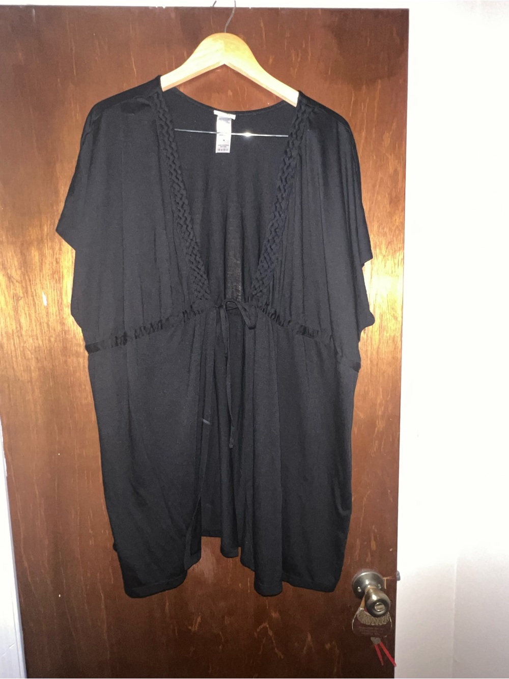 Black Women's Swim Coverup with Tie Front